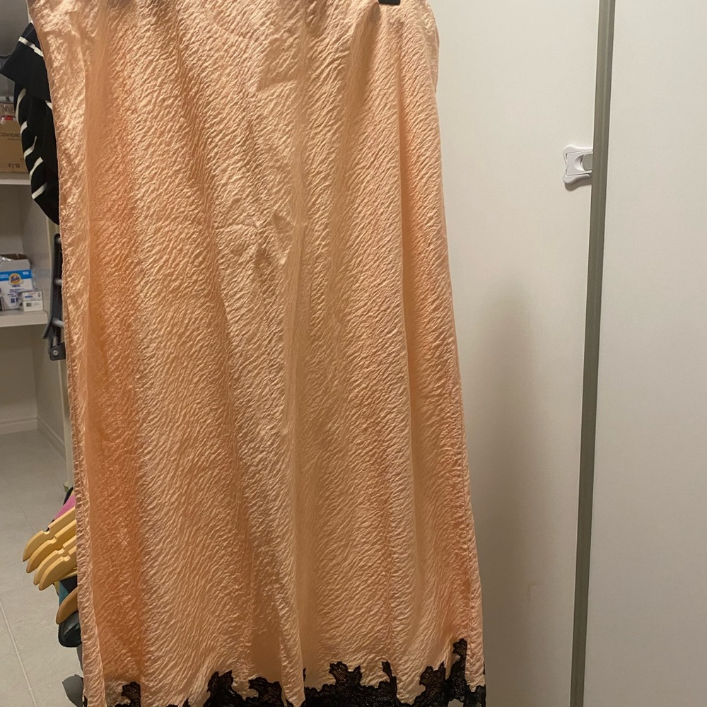 Joe Fresh Peach Maxi Skirt with Black Lace Trim